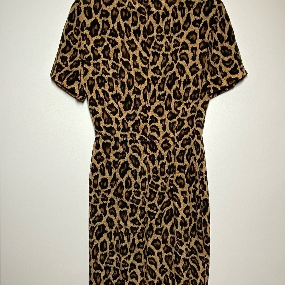 Vintage Silk Dress Size 4 NWT PATRICK COLLECTION Leopard Print Tailored - Picture 4 of 7